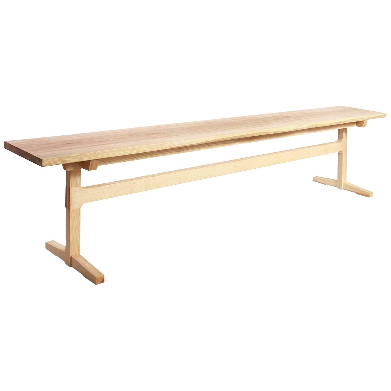 Lilliana Wood Bench in Whitewashed Ash by New York Heartwoods For Sale