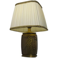 Hollywood Glam  Brass Table Lamp with Leaf Decoration 1980's.