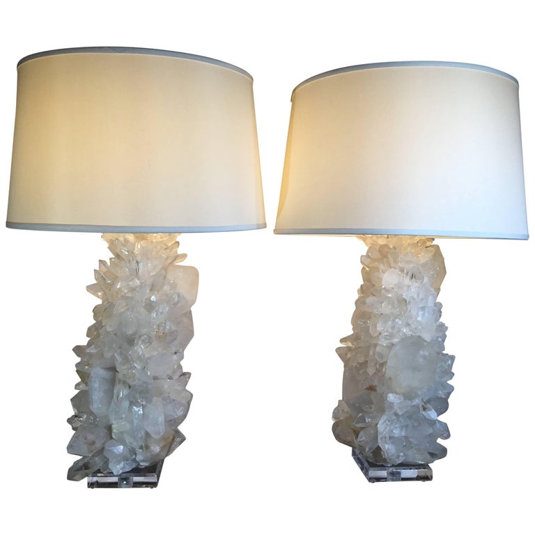 Pair of Unique Rock Crystal Table Lamps at 1stdibs