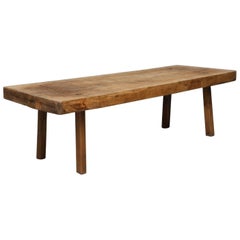 Vintage Oak Butcher's Block Coffee Table/Bench, 1930s