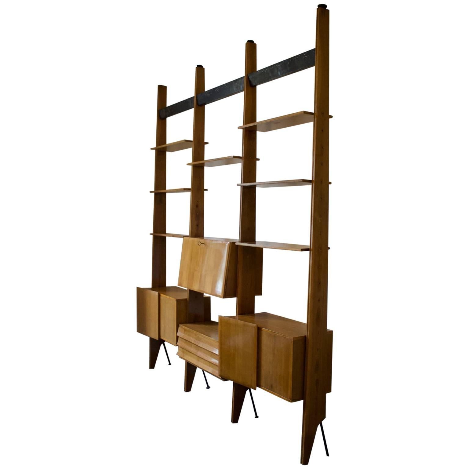 Shelving System or Room Divider attributed to Dassi, Italy 1950s