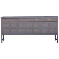 Modern Hollywood Regency Sideboard with a Grey Cerused Finish & Brass Hardware