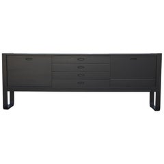 Modern Black Danish Style Dry Bar, Cabinet or Sideboard by Uniflex