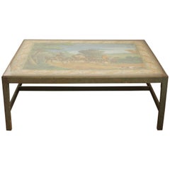 Large Cocktail Table Inset with Zuber Wallpaper Panel