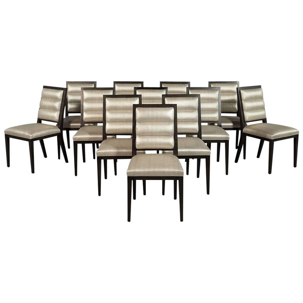 Set of 12 Custom Carrocel Art Deco Roll Back Dining Chairs