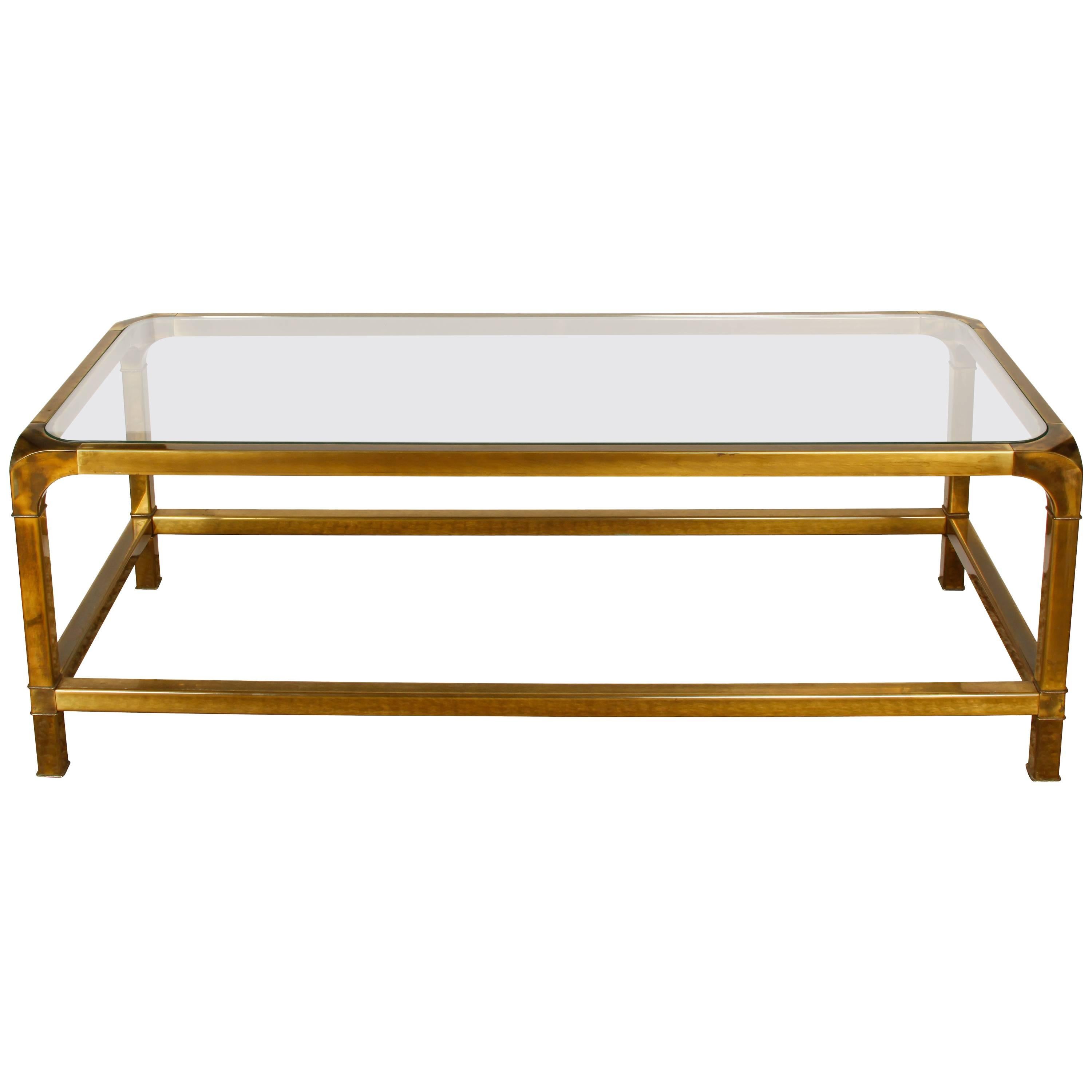 Mastercraft brass and glass cocktail table