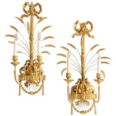 Pair of Regency Style Water Gilt Sconces