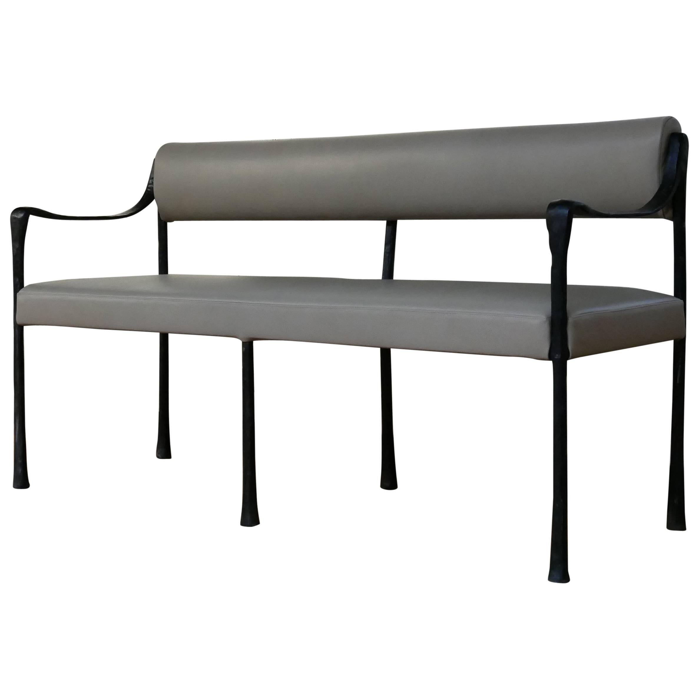 Giac Settee 60" Modern Seating w/ Contemporary Aluminum Frame Bench COM/COL For Sale