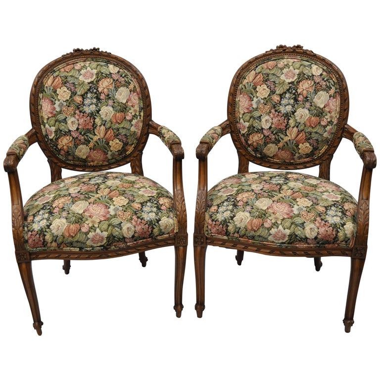 Pair French Country Louis Xv Style, French Country Arm Chair