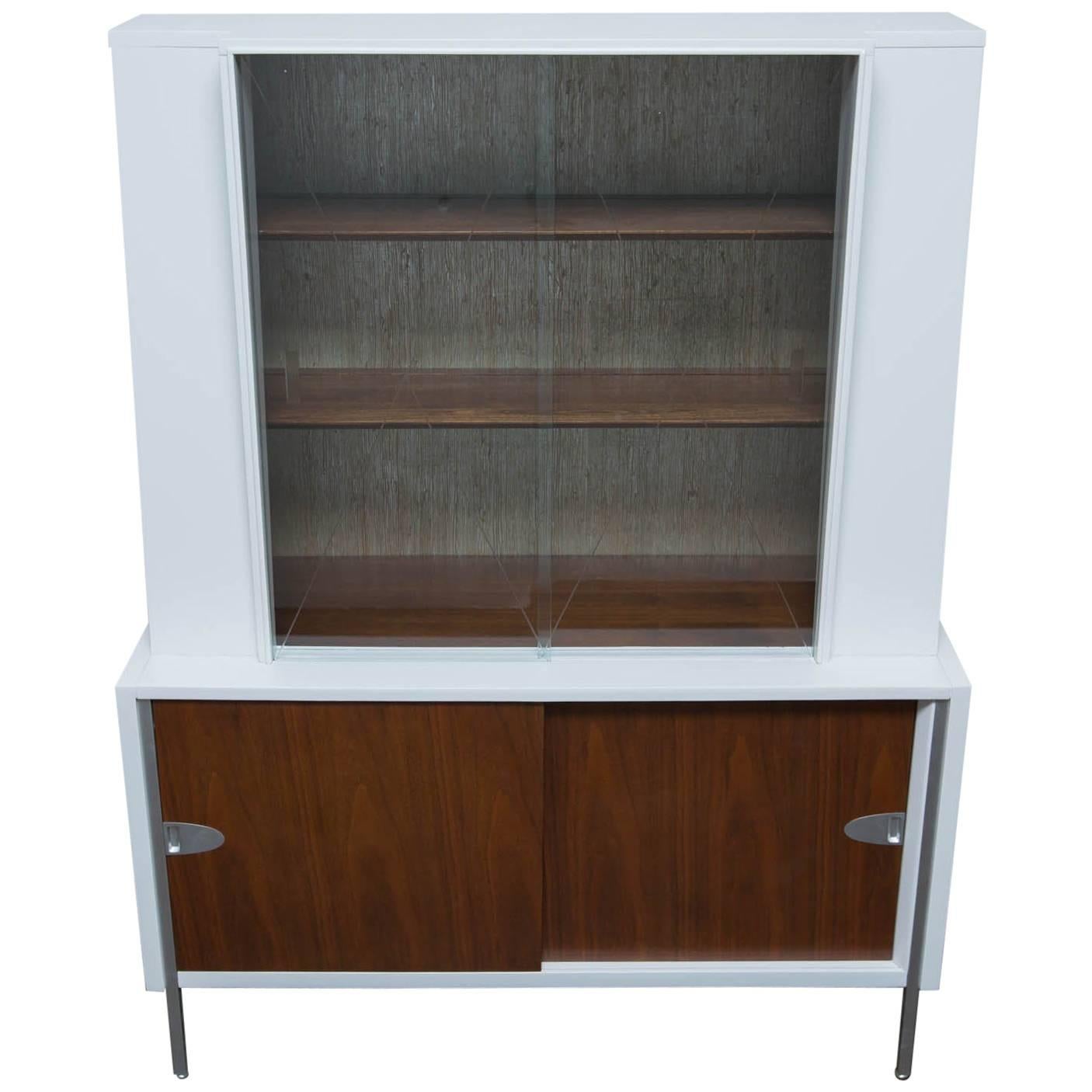 Raymond Loewy For Mengel Furniture Lacquered Walnut Display Cabinet 