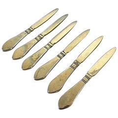 6 x Georg Jensen Continental Silver 830 S Fruit Knives 