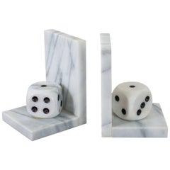 Mid-Century Modern Italian Marble Dice Bookends