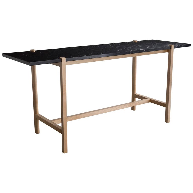 Pierce Console, Pier Table, Maple Hardwood, Nero Marquina Marble Top ...