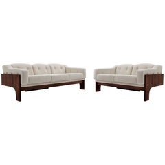 Rosewood and Bouclé Midcentury Sofa Set by Claudio Salocchi for Sormani, 1960s