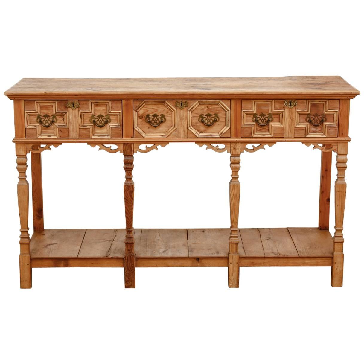 Spanish Baroque Style Pine Console Table or Server