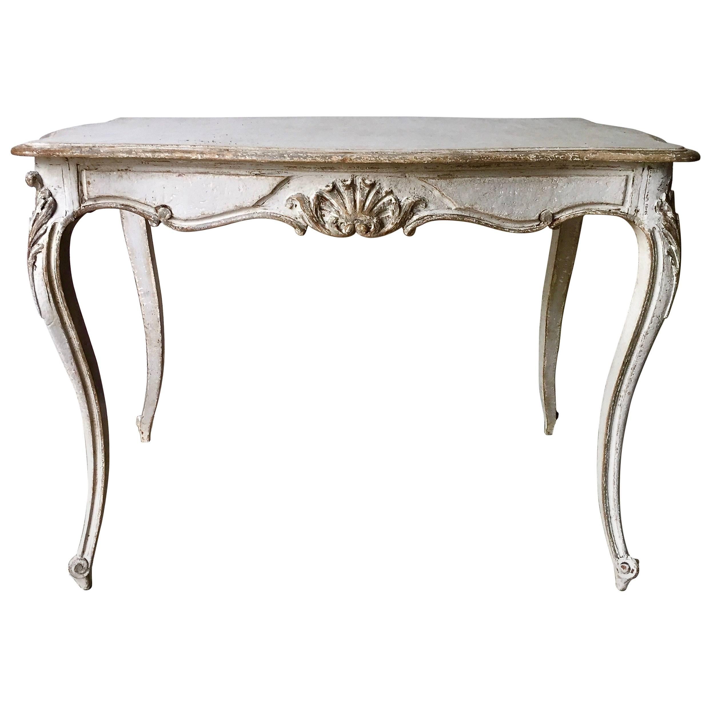19th Century Louis XV Style Painted Center Table with Drawer