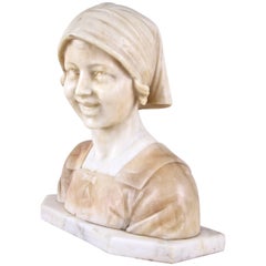 Buste en albâtre Art Nouveau, Italie, vers 1900