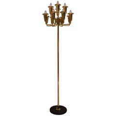 Vintage Stilnovo Twelve-Light Brass Floor Lamp, Gaetano Sciolari, circa 1950s, Italian