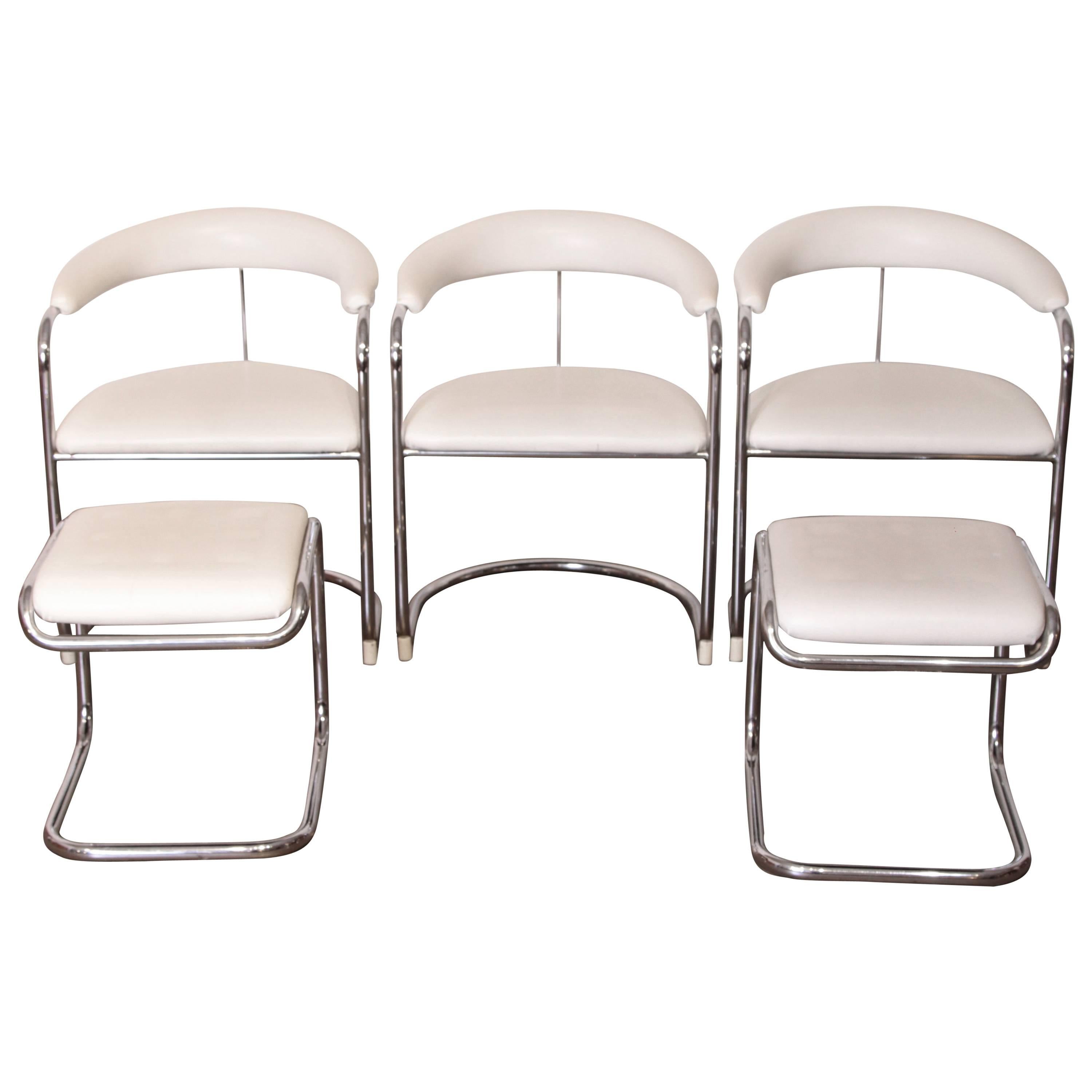Thonet Midcentury Side Chairs and Ottomans, Five Piece Set, Lorenz Design