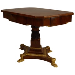 Russian Neoclassic Clawed Mahogany Center Table