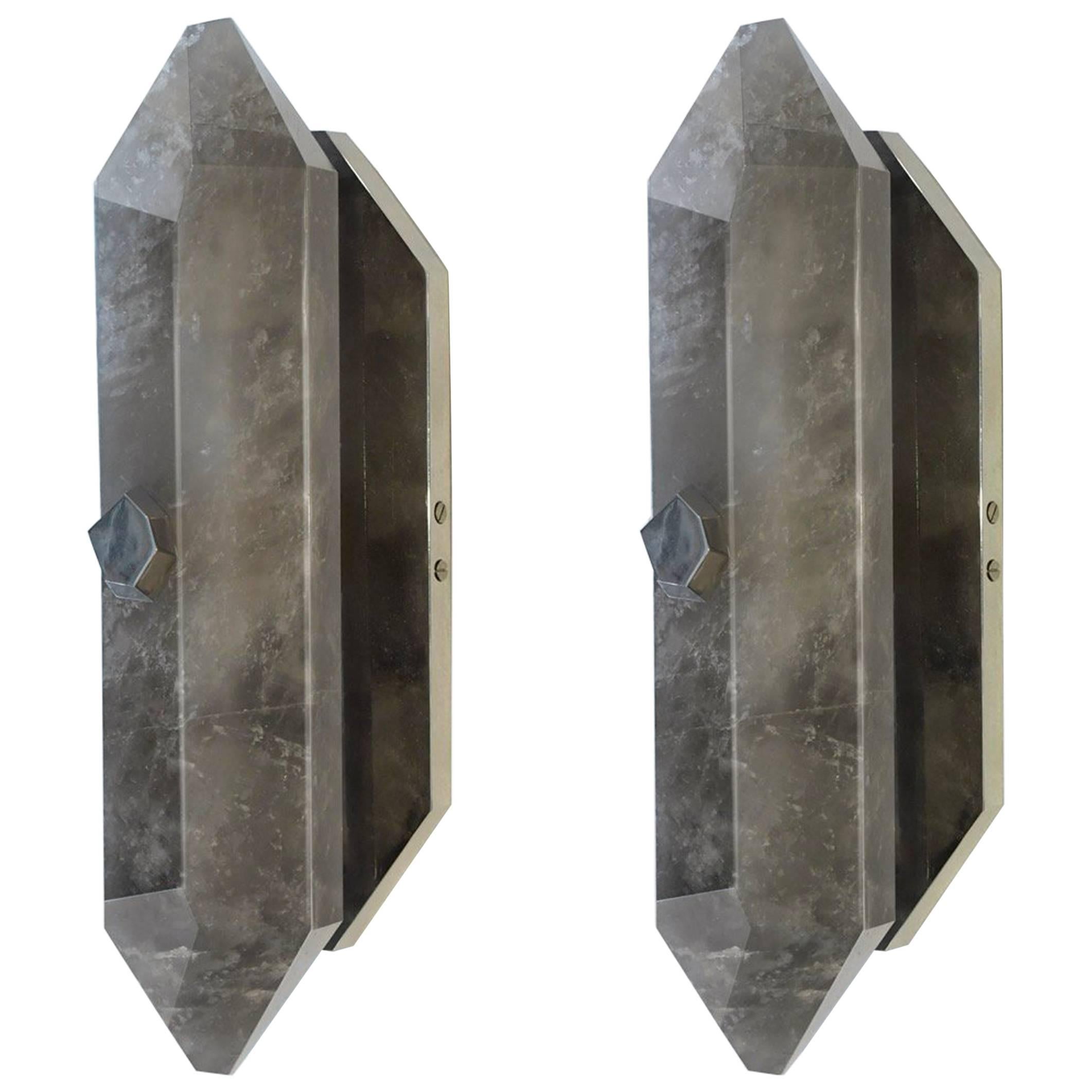 SDF Rock Crystal Quartz Sconces By Phoenix  For Sale