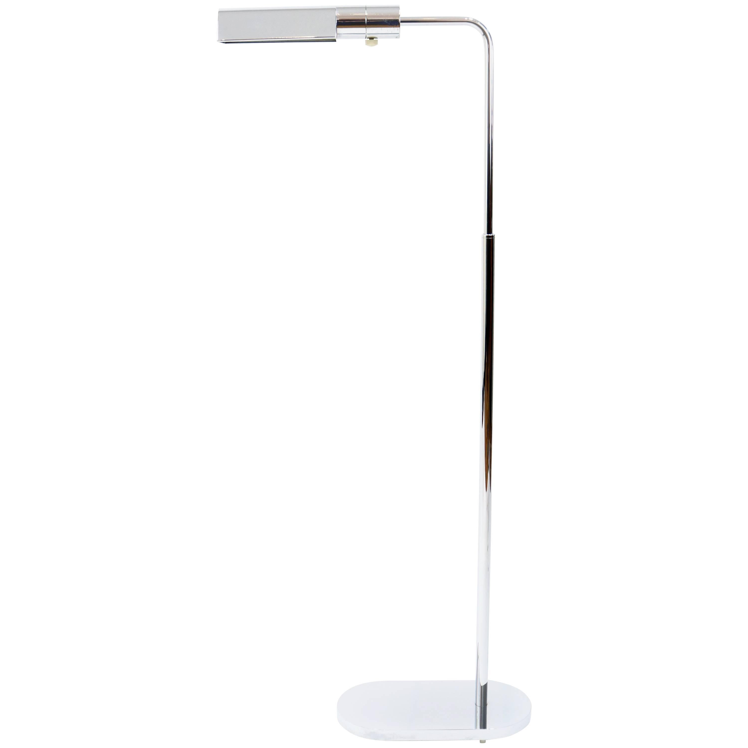 Adjustable Polished Chrome Floor Lamp by Casella For Sale