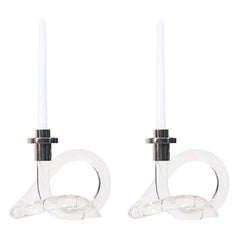 Elaine Bscheider Lucite Pretzel Candle Holders for Dorothy Thorpe Inc.