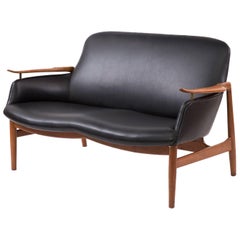 Finn Juhl Niels Vodder NV-53 Leather Teak Sofa