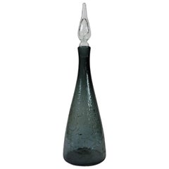 Vintage Mid-Century Modern Blenko Crackle Glass #920 Decanter in Charcoal