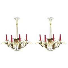 Pair of large Art Deco Baroque sconces in lacquered metal circa 1940.