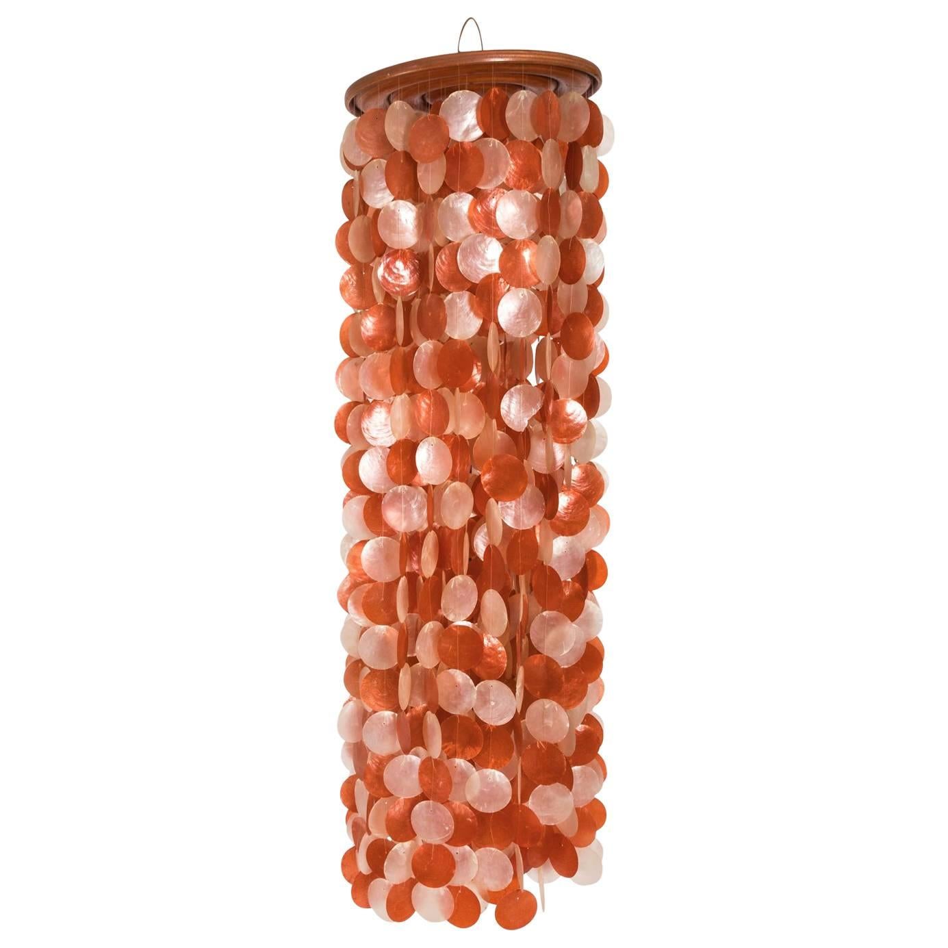Cascading Orange and White Two-Tone Shell Light Fixture