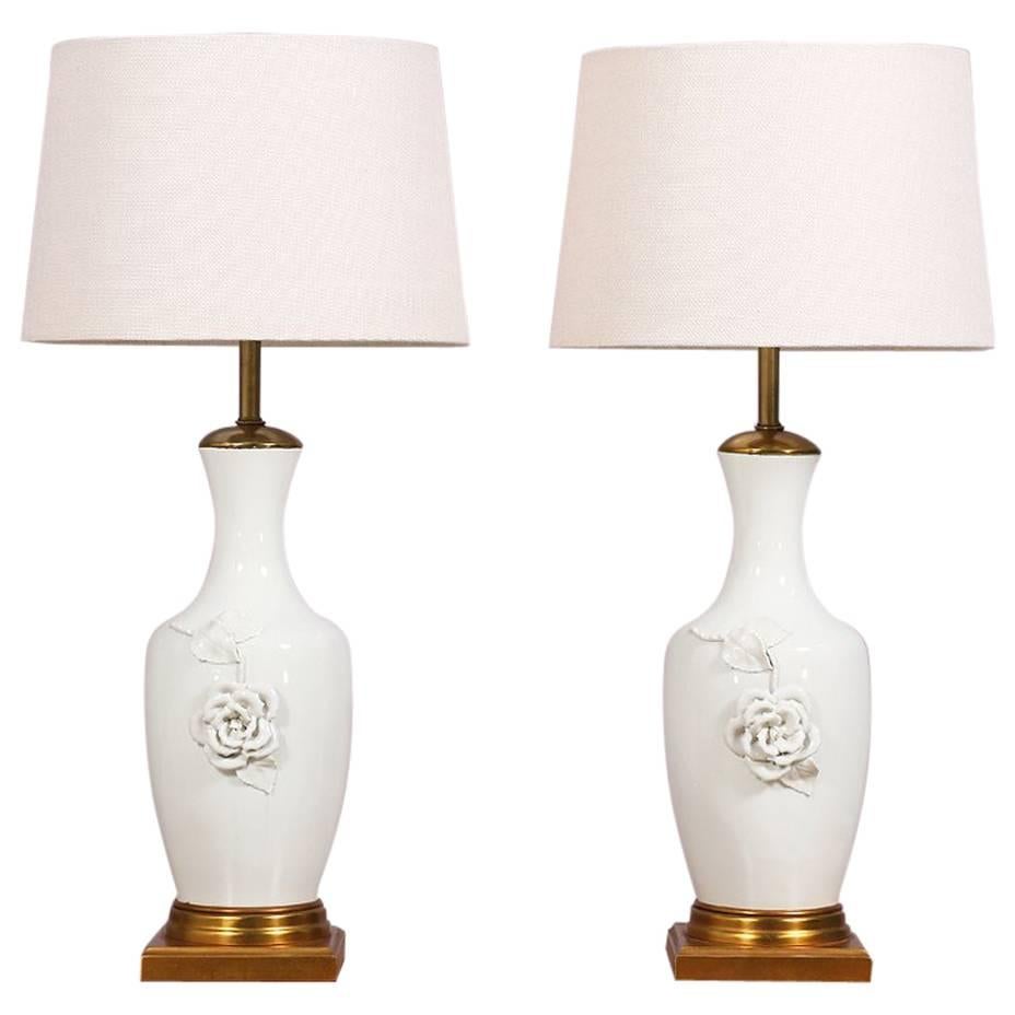 Italian Blanc de Chine Lamps By Marbro