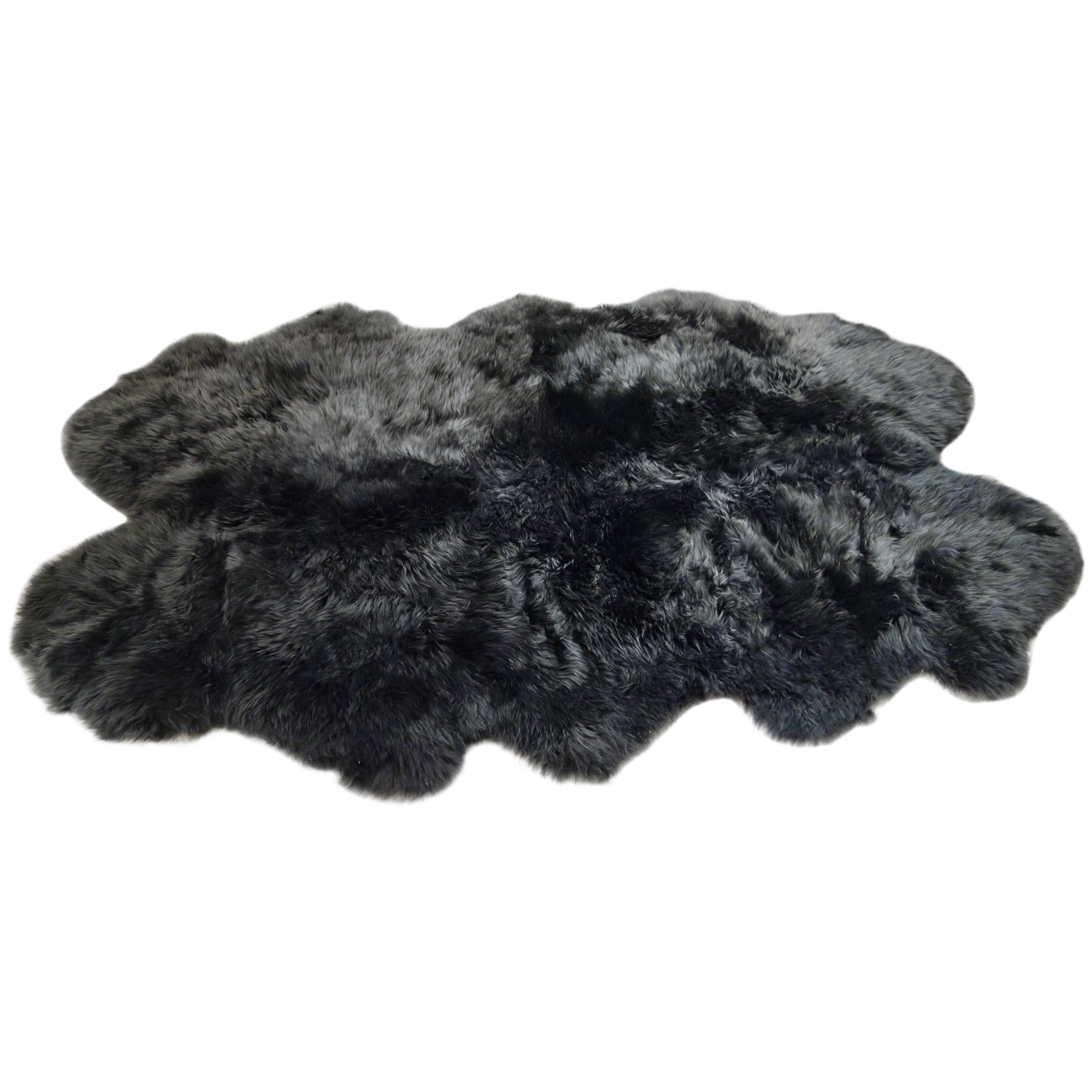 New 6' x 4' Charcoal Gray Plush Sheepskin Rug, Five Available For Sale