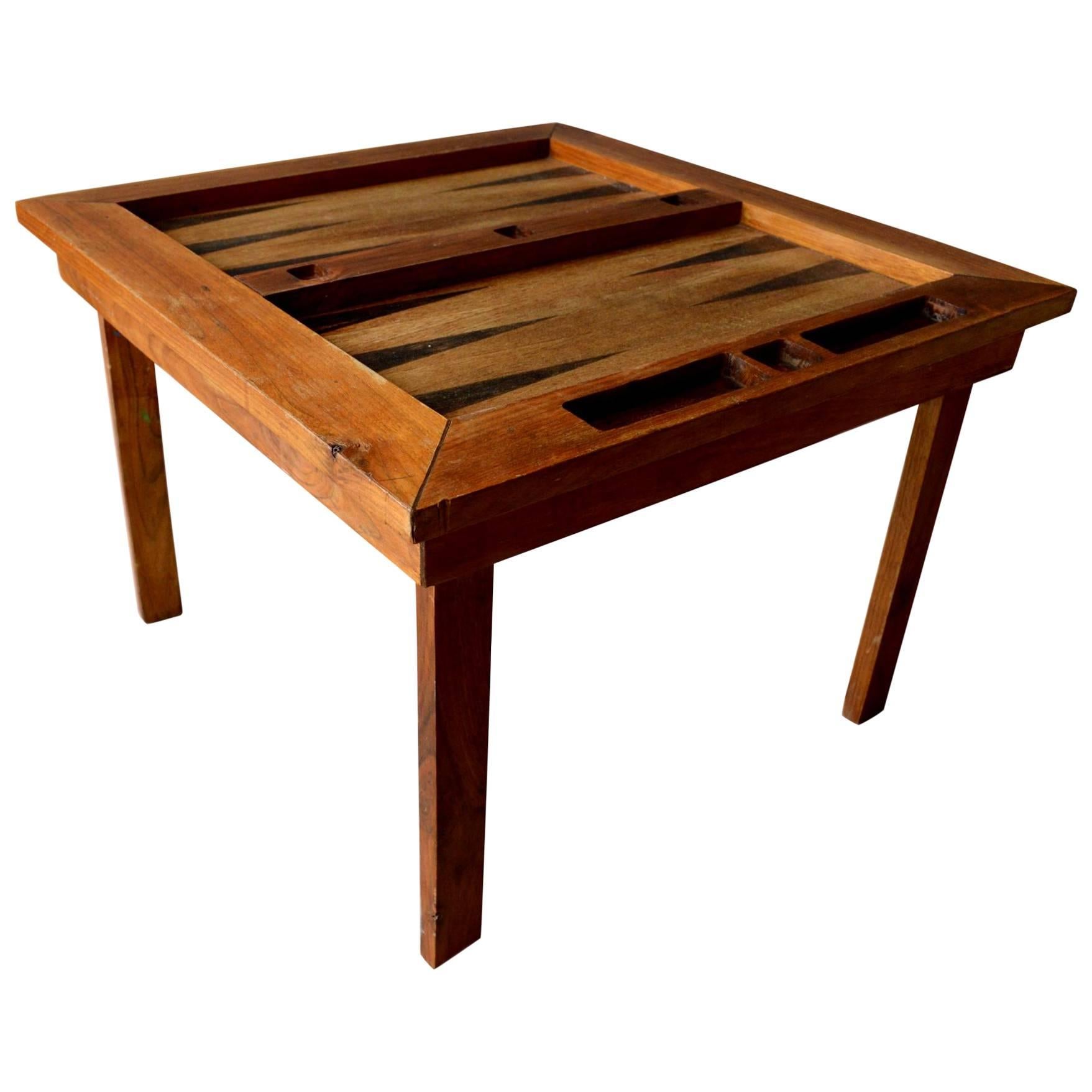 Folk Art Wood Backgammon Table