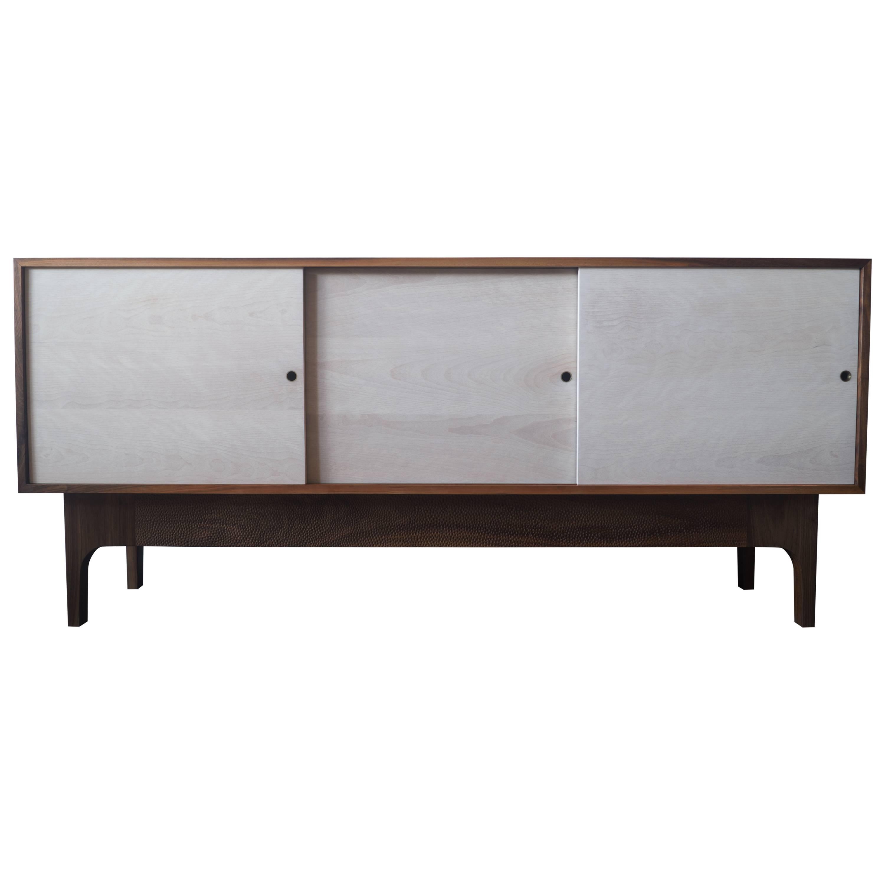 Eclipse Sideboard by MSJ Furniture Studio, Walnut Case with Sliding Beech Doors For Sale