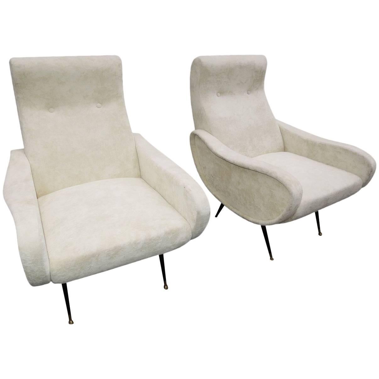 Pair of Cloud Lounge Chairs Marco Zanuso Style