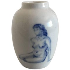 Royal Copenhagen Small Unique Vase with Motifs of Nude Sitting Women
