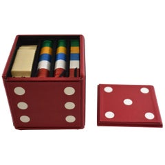 Boîte à jeux multiples en cuir style dés:: fabriquée en Italie:: Bergdorf Goodman
