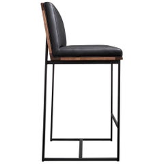 Tabourets de bar DGD (Set of 2), cuir de bois massif, bouclette, laine ou cadre en acier