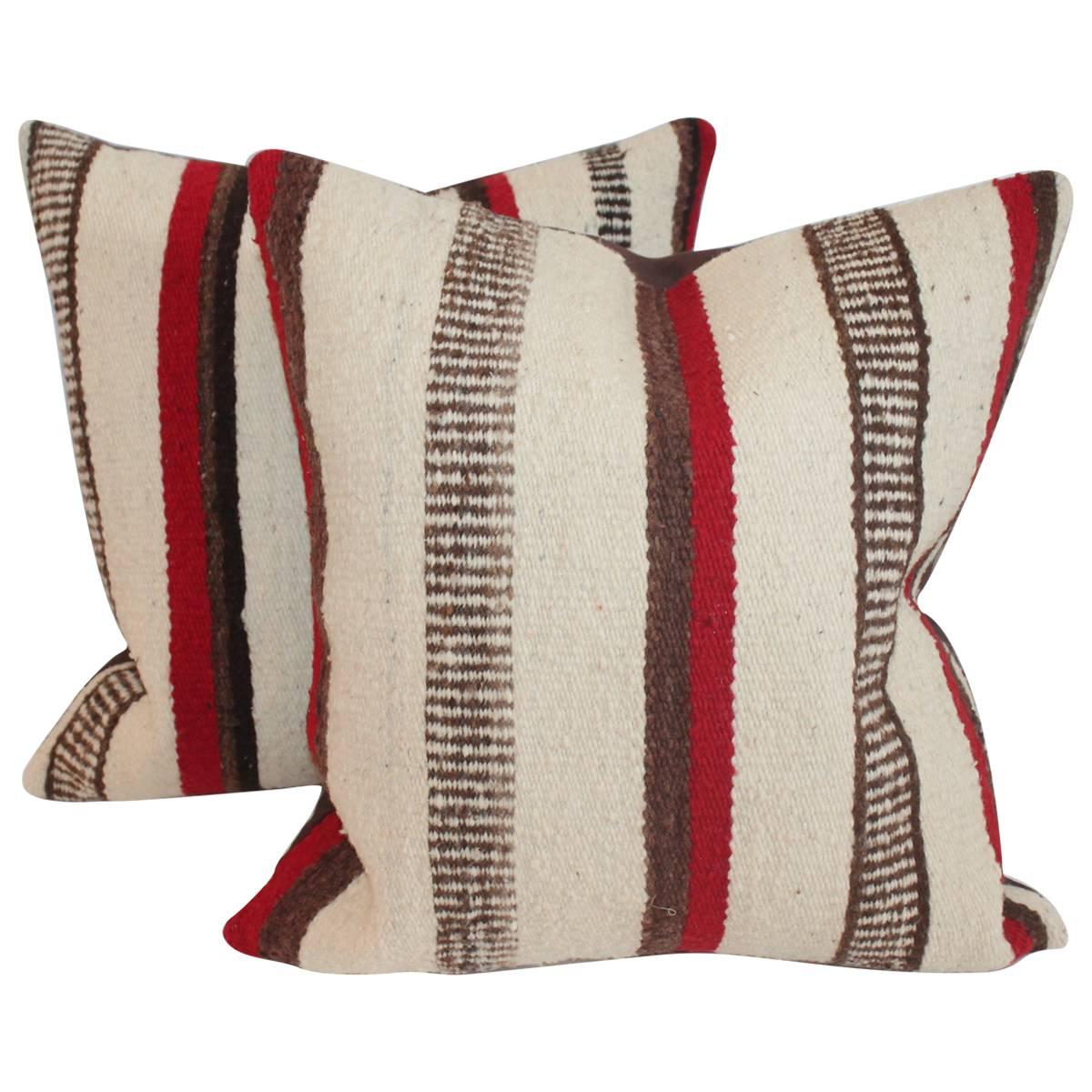 Striped Navajo Saddle Blanket Pillows, Pair at 1stDibs