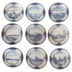 Set of Nine Royal Copenhagen Unique Dinner Plates from Bonnesen Service