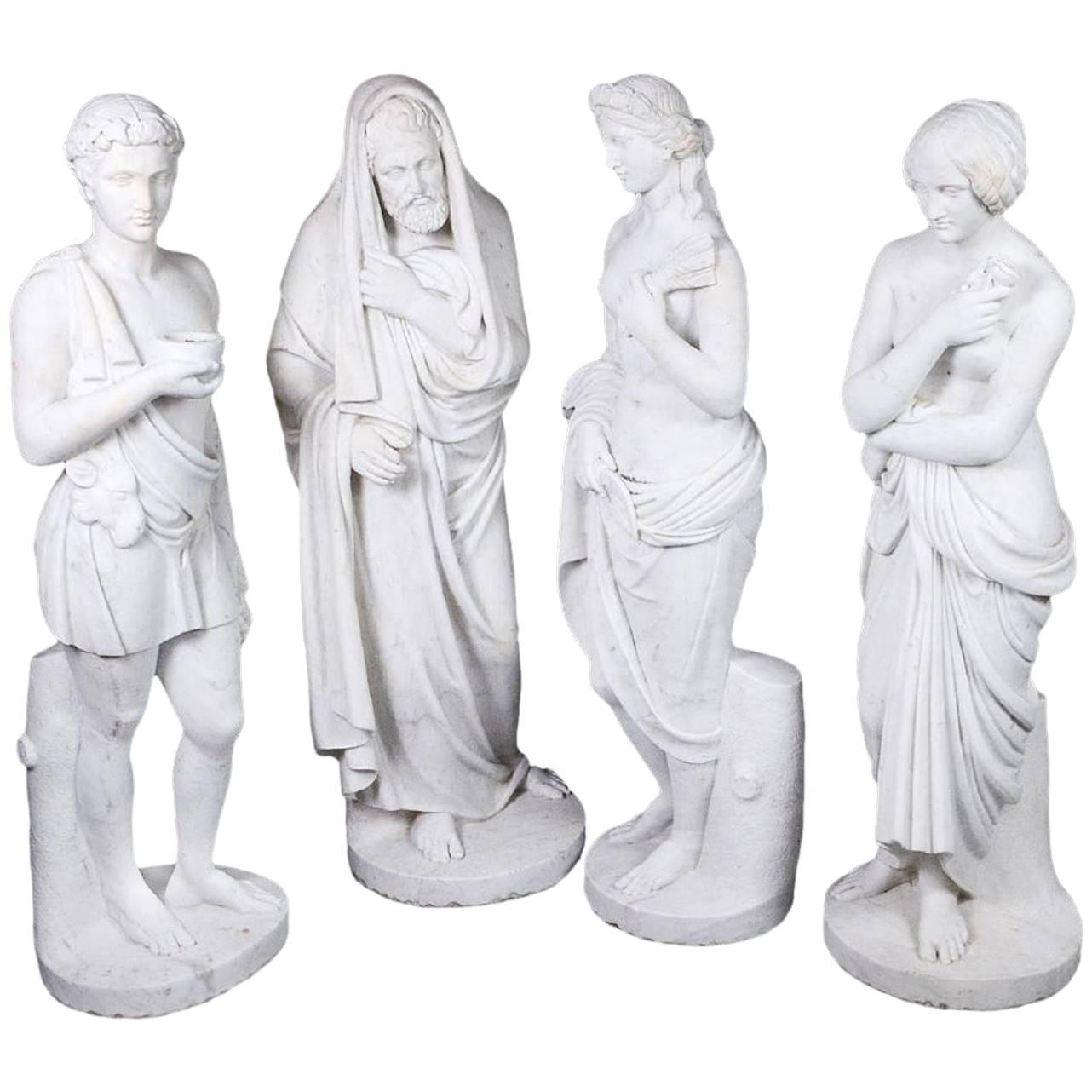 Set of Four Italian neoclassical  Marble Statues of the Four Seasons