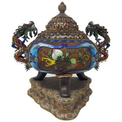 Gilt Filigree and Enamel Incense Burner and Cover