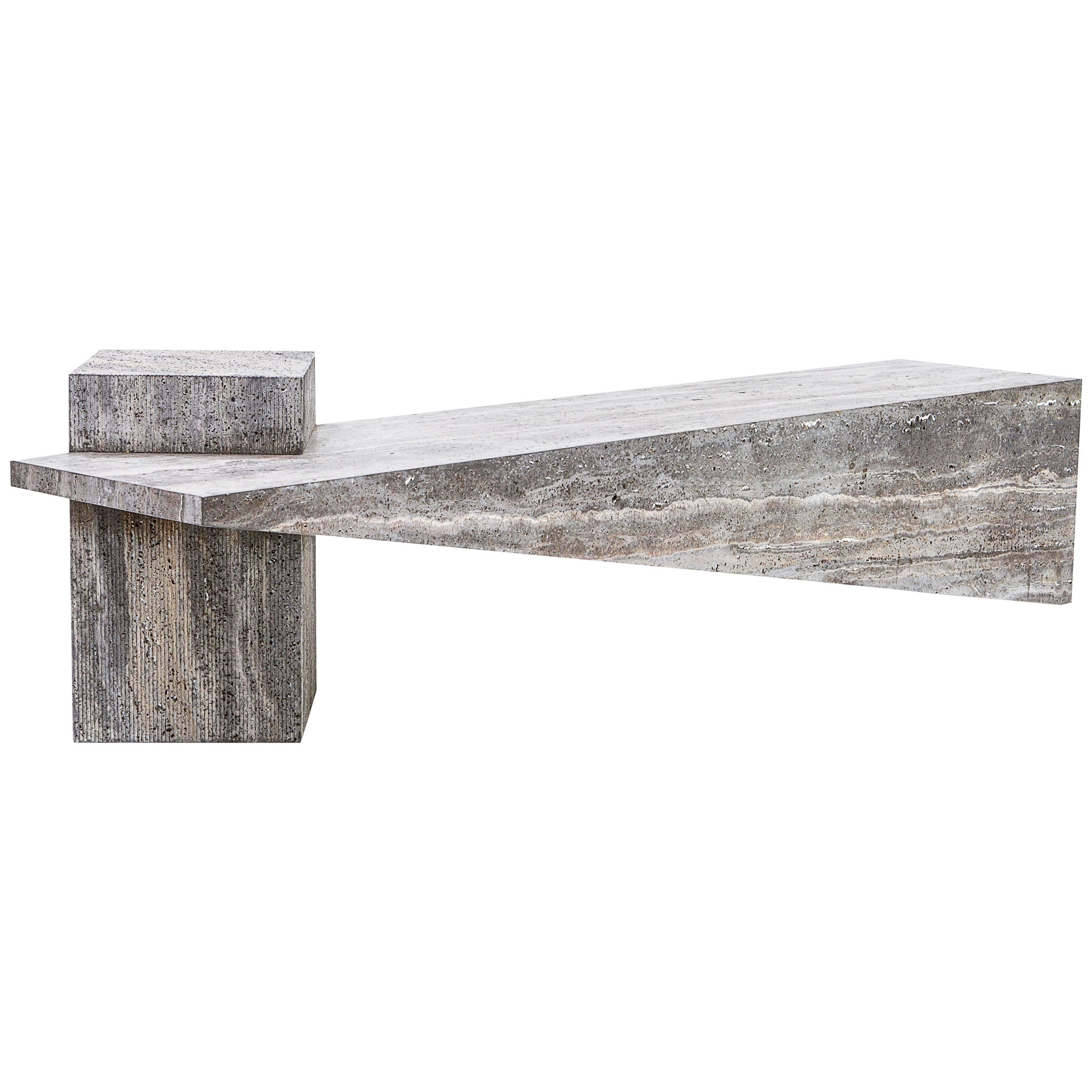 Slimstone Bench in Marble, Minimalist Brazilian Design For Sale