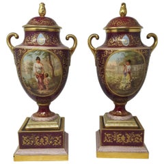 Very Fine Pair of 19th Century Vienna Vases