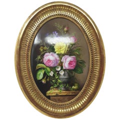 19th Century Paris Plaque Painted with Flowers