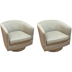 Pair of Milo Baughman Style Swivel Chairs