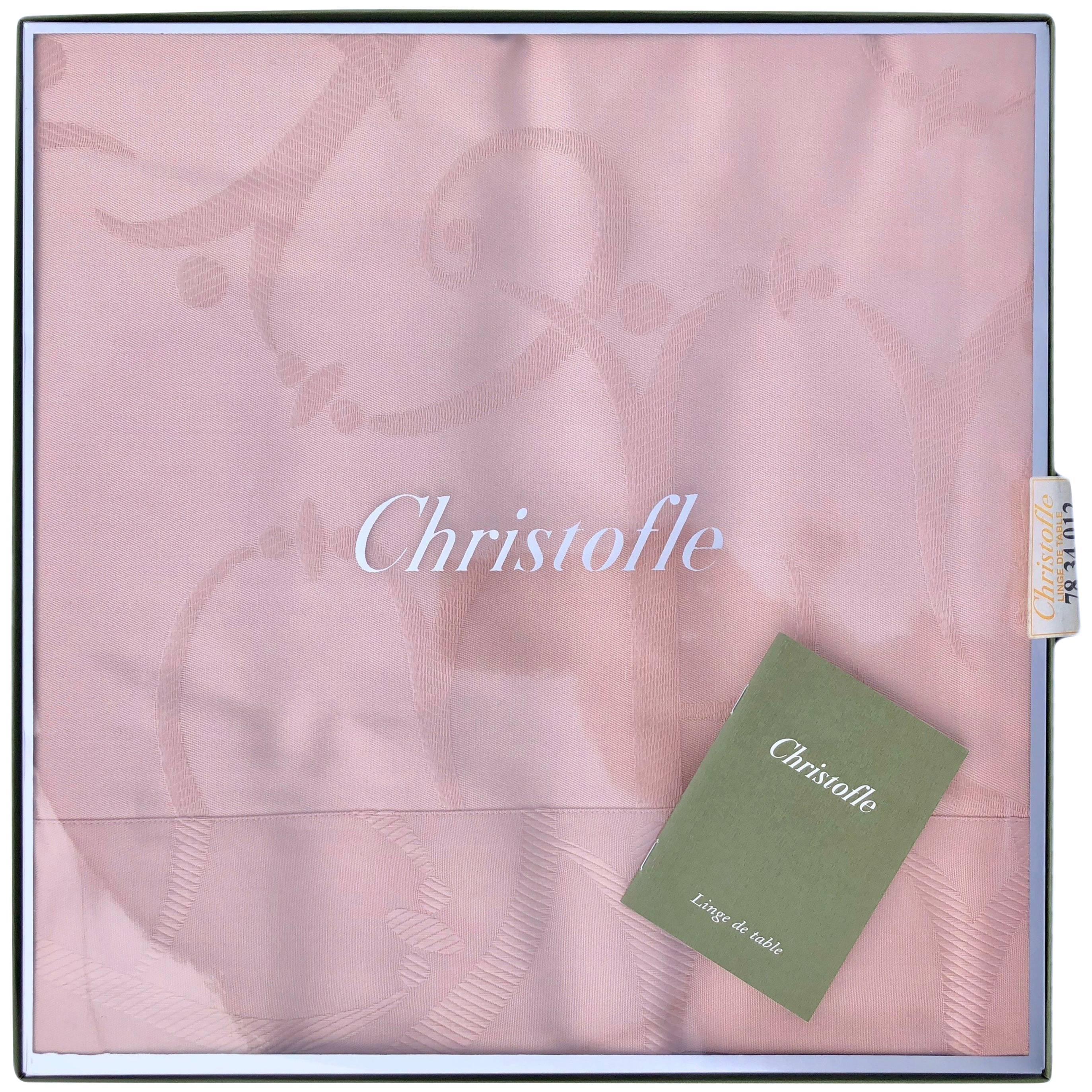 Pink Christofle Cotton Table Cloth Model "Lettres" For Sale