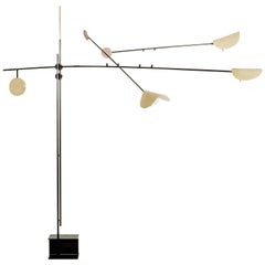 Moon Extra Large Floor Lamp in Iron, Brass and Copper, Three Head Lights