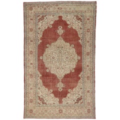 Tapis Sivas turc vieilli de style rustique